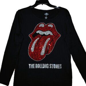 Rolling Stones round neck rhinestone long  Sleeved Shirt XS S  M L XL XXL 1X 2…